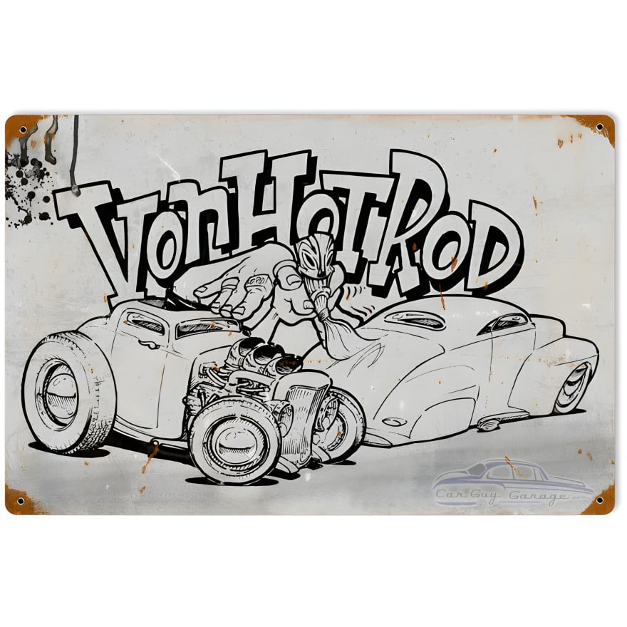 Von Hot Rod Kustom Metal Sign - 18" x 12"