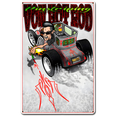 Von Hot Rod Toon Metal Sign - 12" x 18"