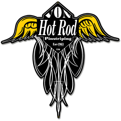 Von Hot Rod Wings Pinstriping Metal Sign - 16" x 15"