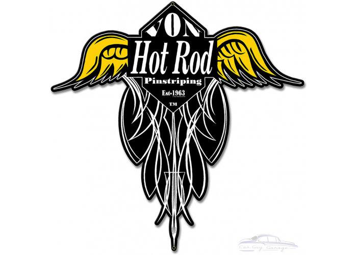 Von Hot Rod Wings Pinstriping Metal Sign