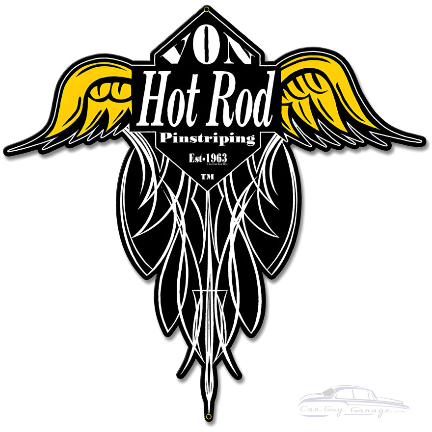 Von Hot Rod Wings Pinstriping Metal Sign - 16" x 15"