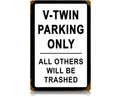 V-Twin Parking Metal Sign - 12" x 18"