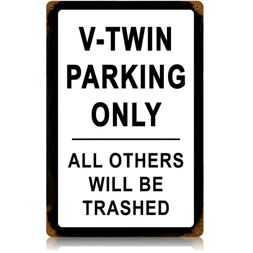 V-Twin Parking Metal Sign - 12" x 18"