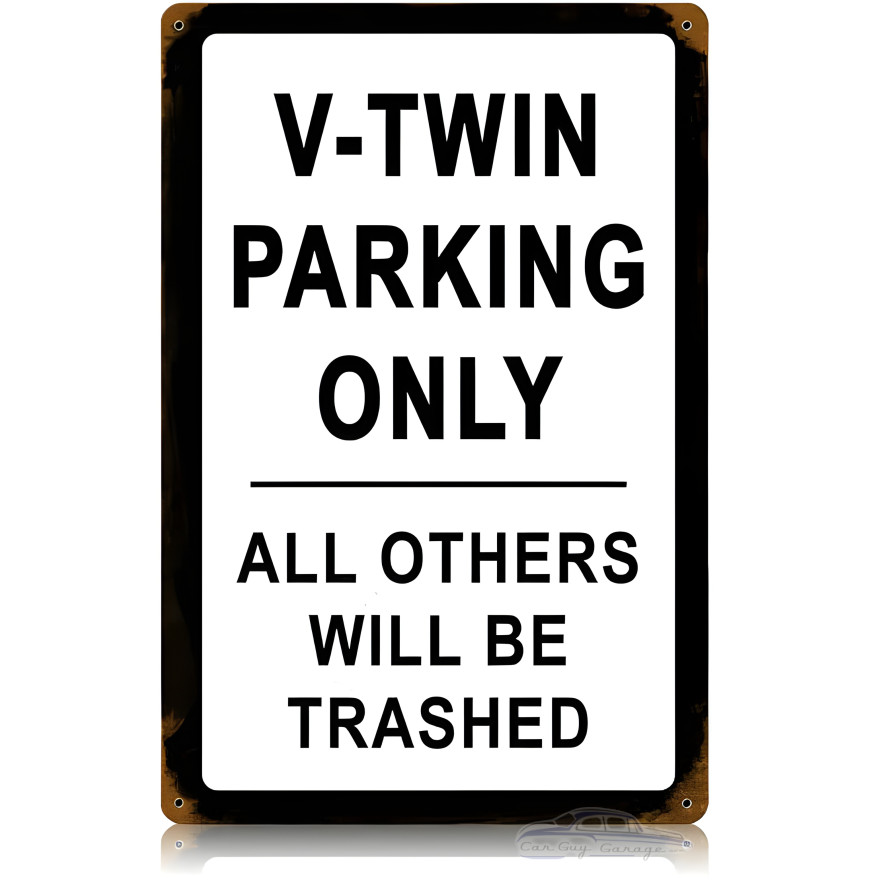 V-Twin Parking Metal Sign - 12" x 18"