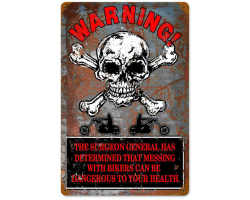 Warning Bikers Metal Sign - 12" x 18"