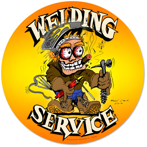 Welding Service Metal Sign - 14" Round