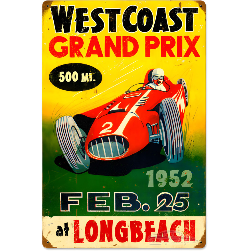 West Coast Grand Prix Metal Sign - 16" x 24"