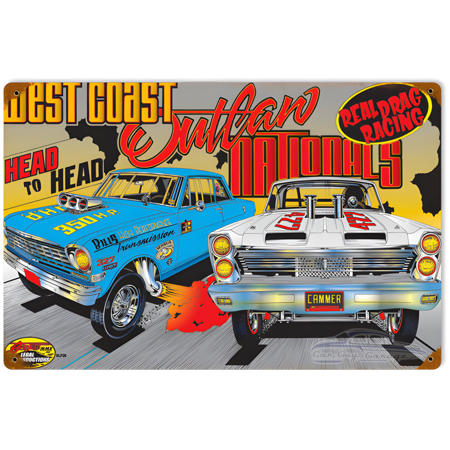 West Coast Outlaw Metal Sign - 18" x 12"