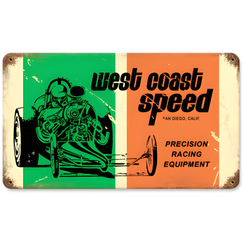 West Coast Speed Metal Sign - 14" x 8"