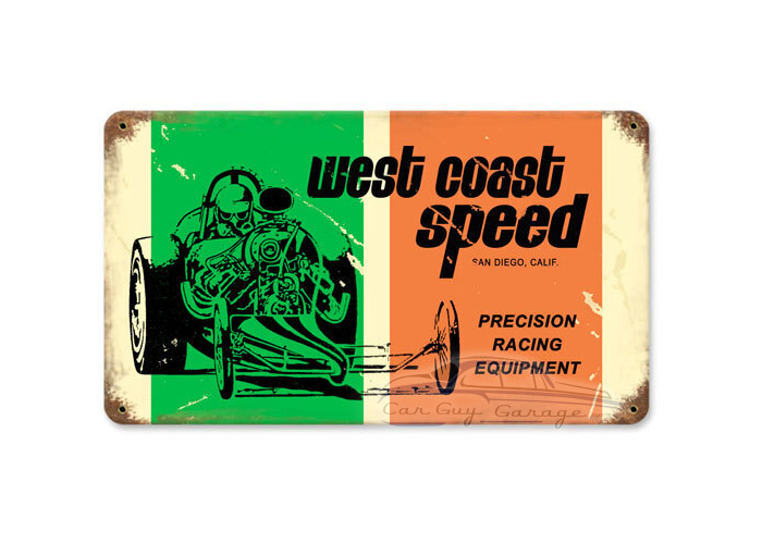 West Coast Speed Metal Sign - 14" x 8"