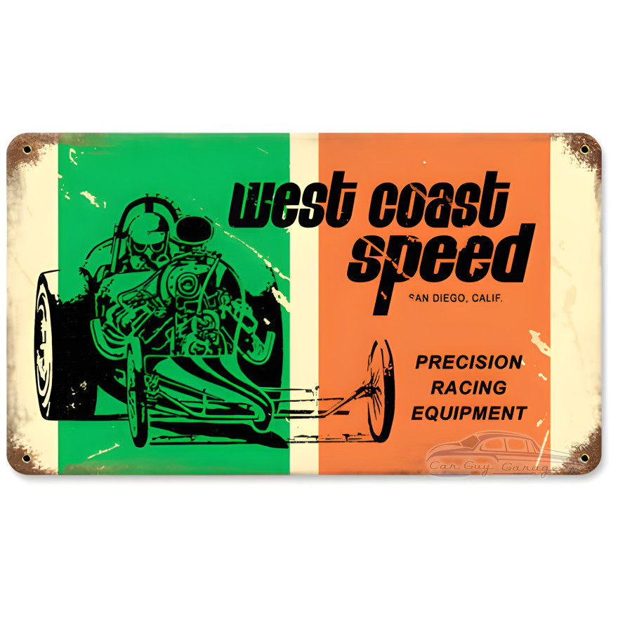 West Coast Speed Metal Sign - 14" x 8"