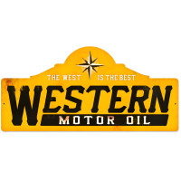 Western Motor Oil Metal Sign - 26" x 12"