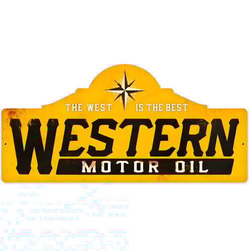 Western Motor Oil Metal Sign - 26" x 12"
