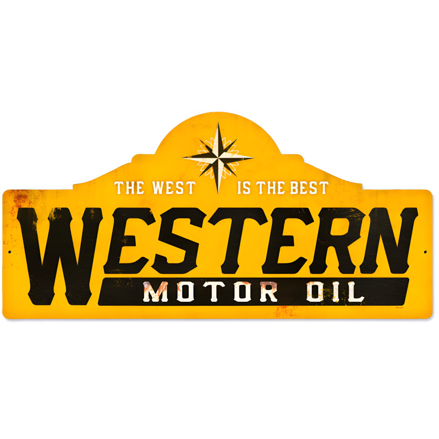 Western Motor Oil Metal Sign - 26" x 12"