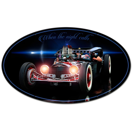When the Night Calls Metal Sign - 24" x 14"