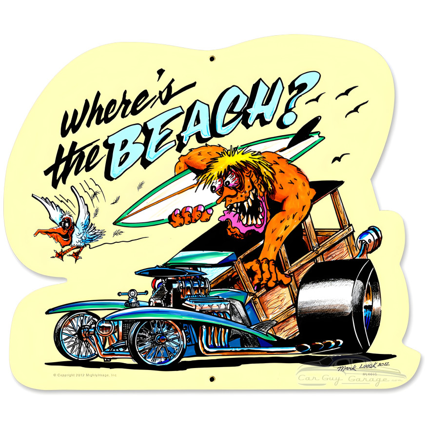 Where's the Beach Metal Sign - 18" x 16"