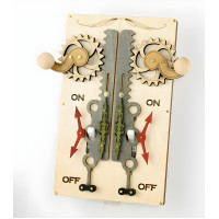 Functional Wooden Double Toggle Gear Rack-and-Pinion Switch Plate