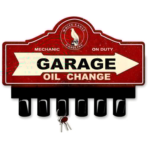 White Eagle Gasoline Key Hanger Metal Sign - 14" x 10"
