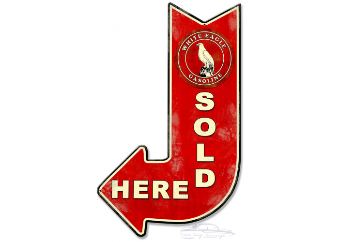 White Eagle Sold Here Arrow Metal Sign