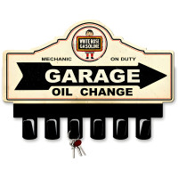 White Rose Gasoline Key Hanger Metal Sign - 14" x 10"