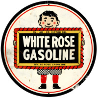 White Rose Metal Sign - 28" Round