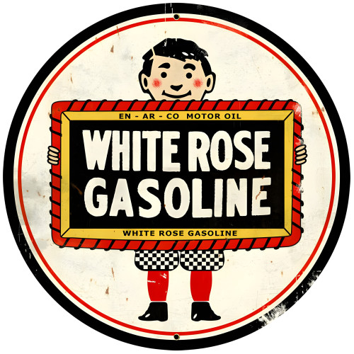 White Rose Metal Sign - 28" Round