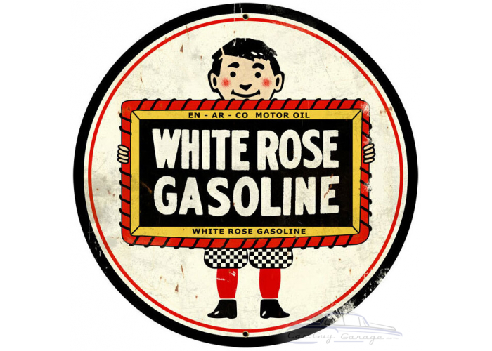 White Rose Metal Sign - 28" Round