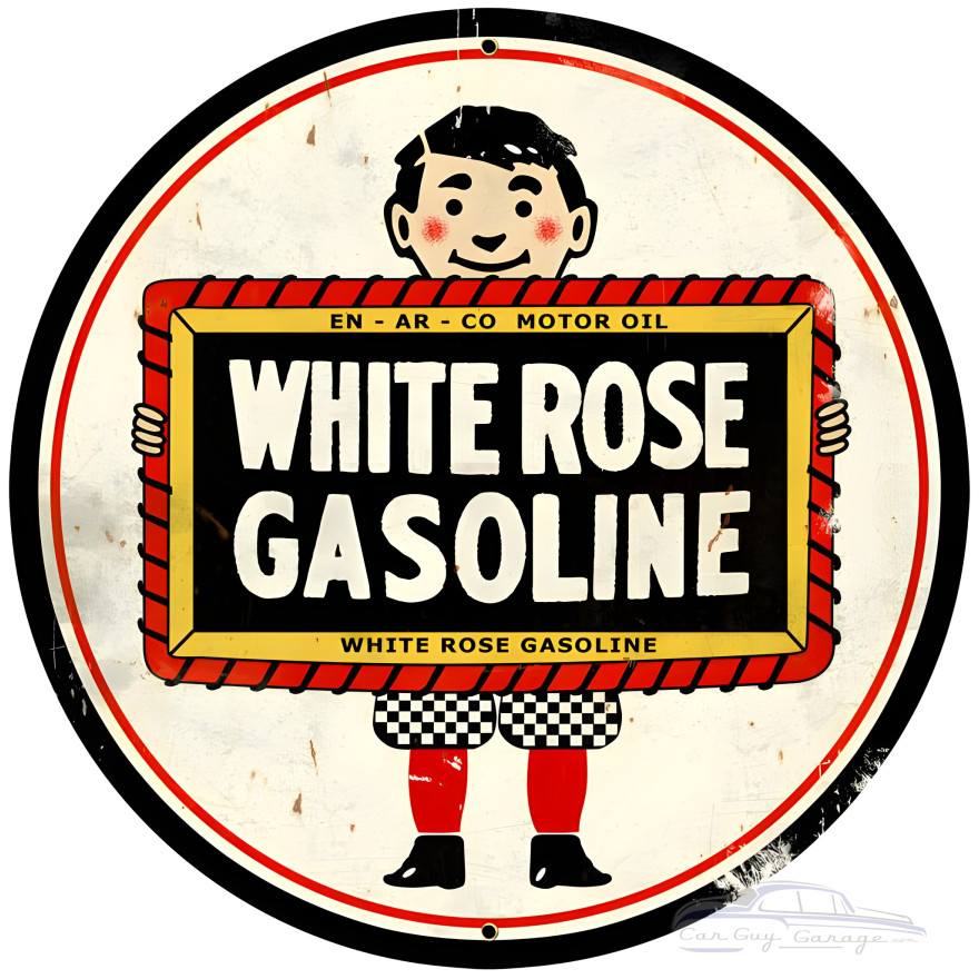 White Rose Metal Sign - 28" Round