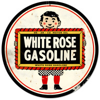 White Rose Metal Sign - 14" Round