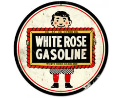 White Rose Metal Sign - 14" Round