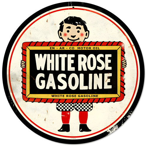 White Rose Metal Sign - 14" Round