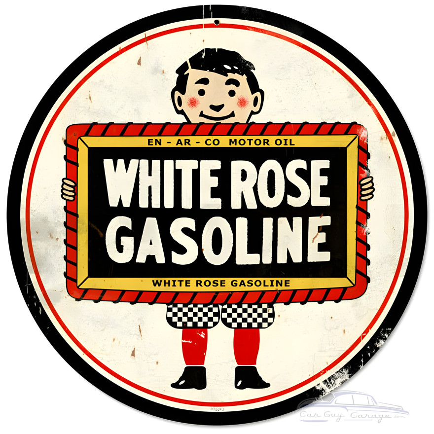 White Rose Metal Sign - 14" Round