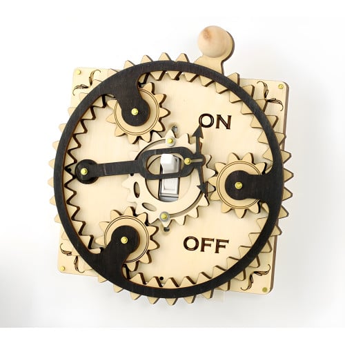 Natural Wood Single Toggle Planetary Gear Light Switch Plate