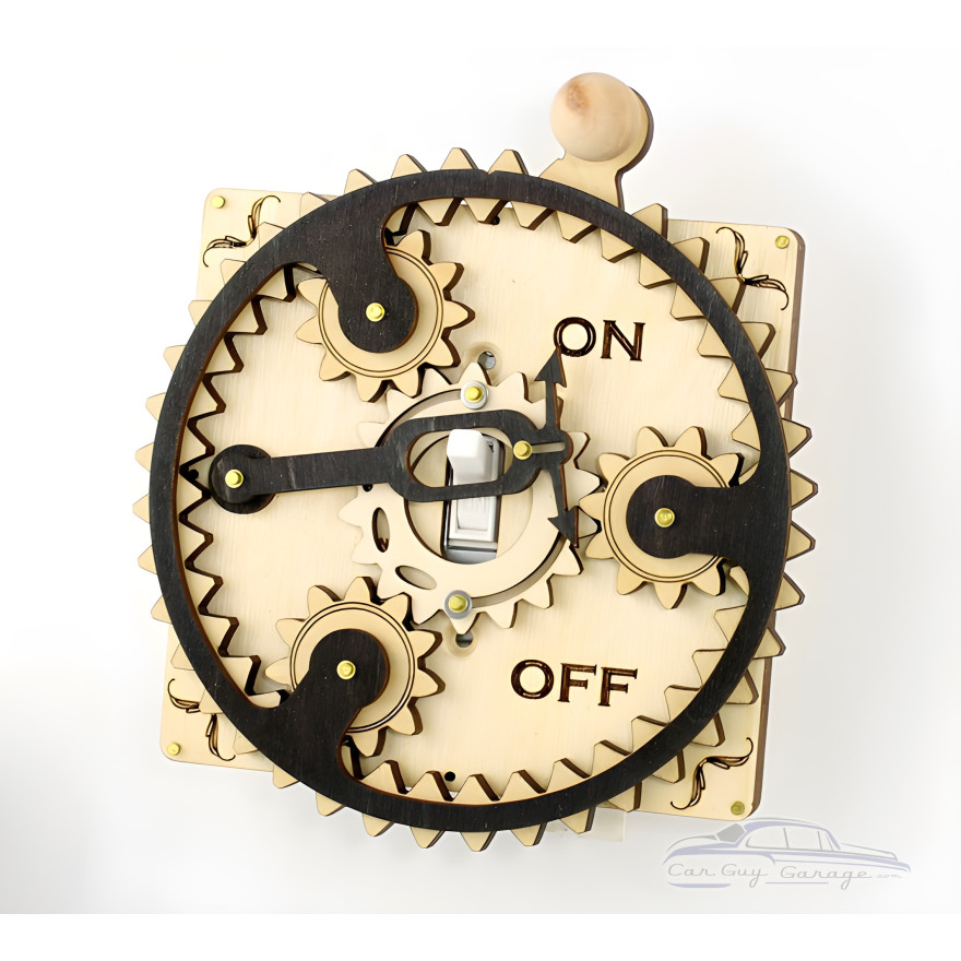 Natural Wood Single Toggle Planetary Gear Light Switch Plate Natural Wood Single Toggle Planetary Gear Light Switch Plate