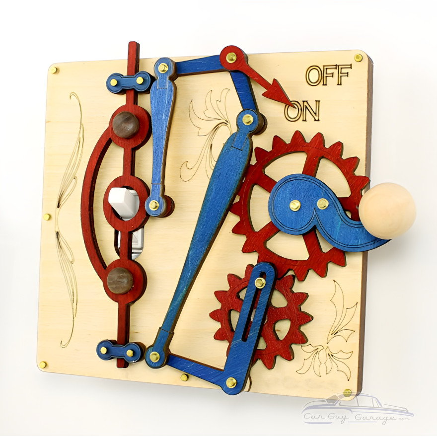 Natural Blue and Red Single Toggle Color Gear Levered Light Switch Plate Natural Blue and Red Single Toggle Color Gear Levered Light Switch Plate