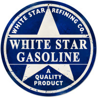 White Star Gasoline Metal Sign - 14" Round