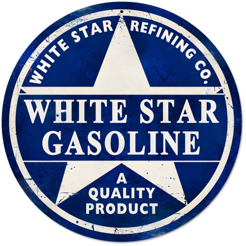 White Star Gasoline Metal Sign - 14" Round