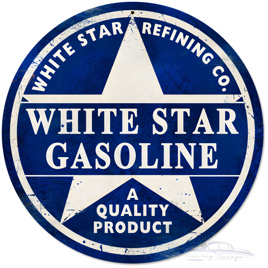 White Star Gasoline Metal Sign - 14" Round