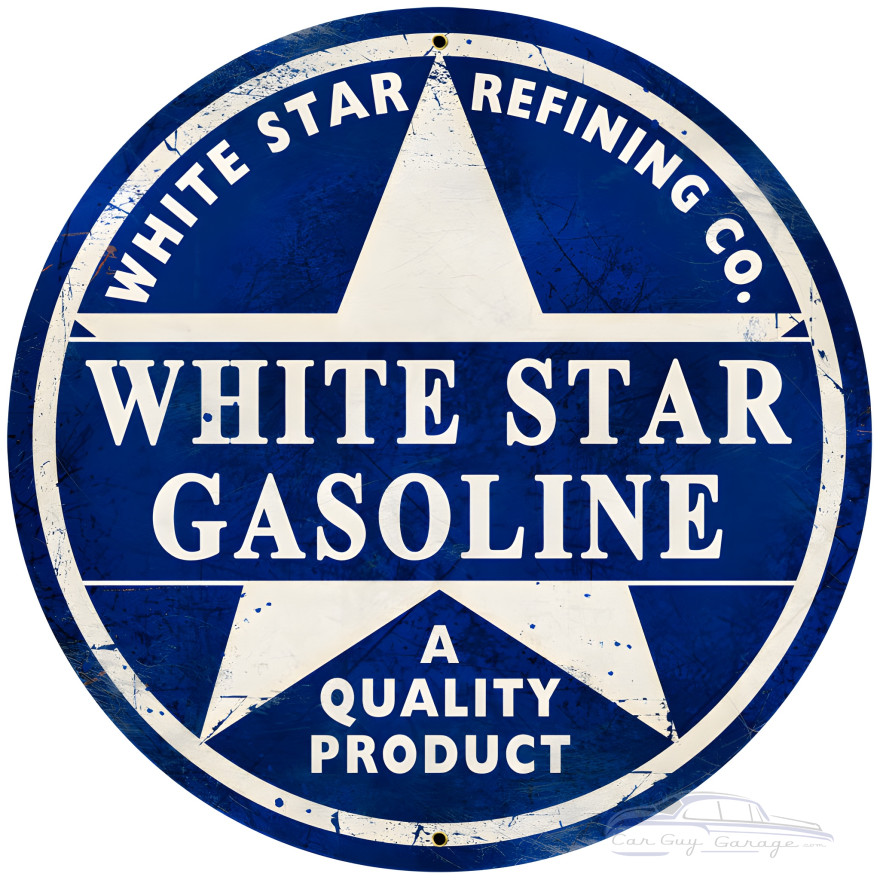 White Star Gasoline Metal Sign - 28" Round