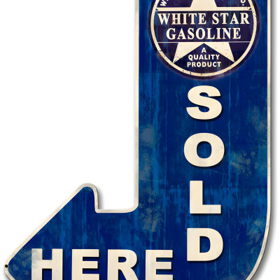 White Star Gasoline Metal Arrow Sign - 15x24