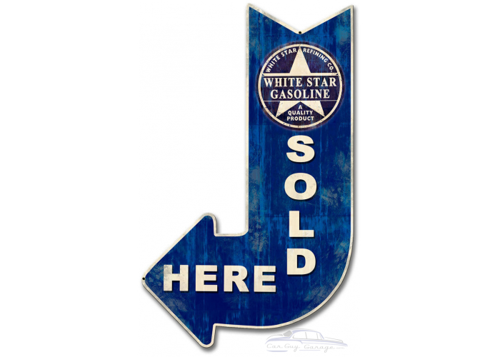 White Star Sold Here Arrow Metal Sign