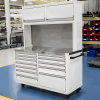 82-Inch Aluminum Mobile Tool Chest with Hutch and Stainless Top