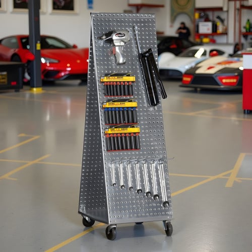 16" Long Rolling Pegboard Cart