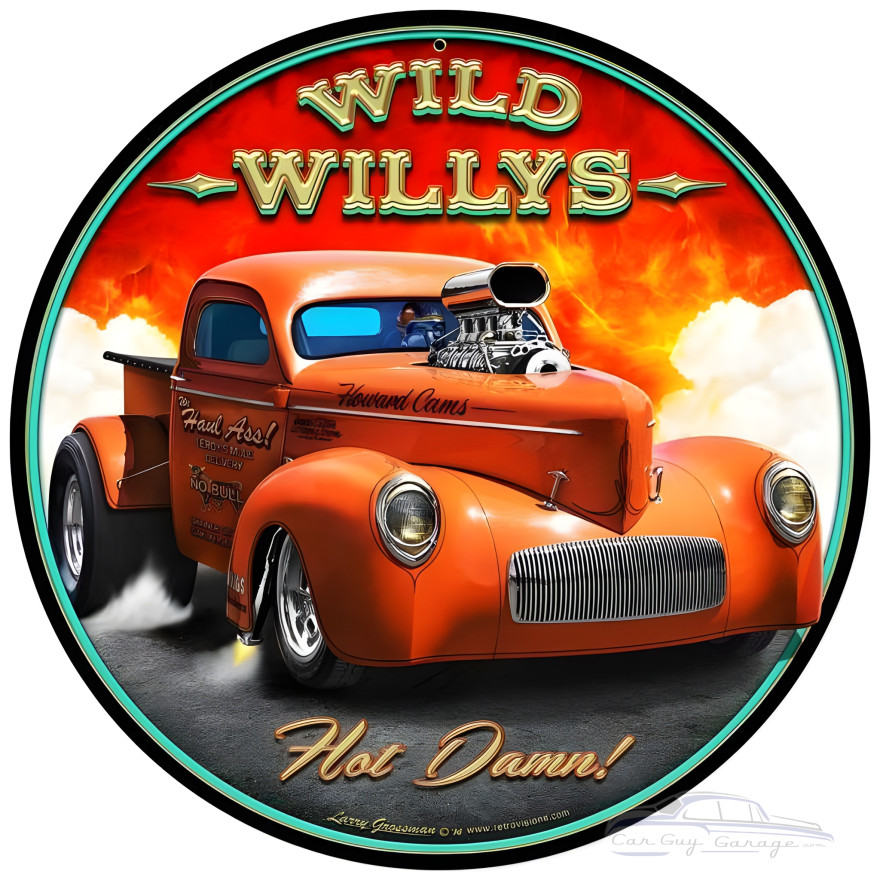 Wild Willy's Metal Sign - 14" Round