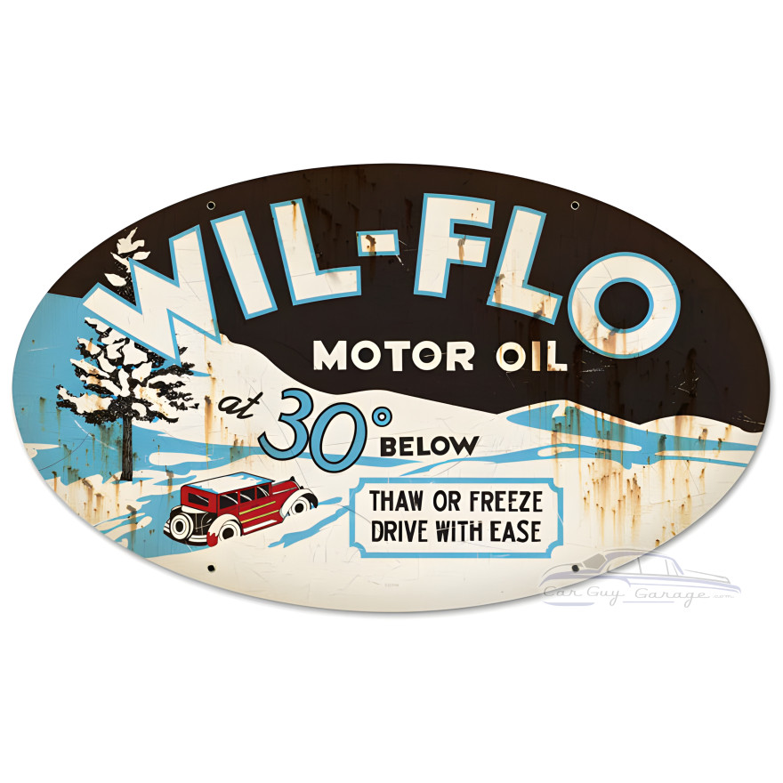 Wil Flo Oil Metal Sign - 24" x 14"