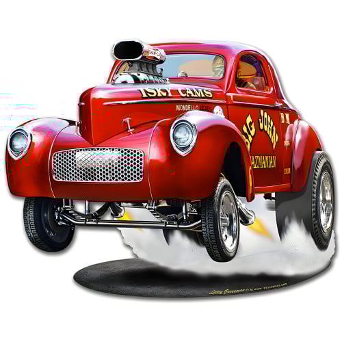 1940 Willys Big John Gasser Metal Sign - 15" x 12"