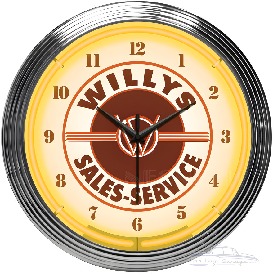 Willys Sales and Service Neon Clock Willys Sales and Service Neon Clock