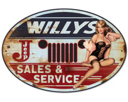 Willy's Sales and Service Metal Sign - 24" x 16"