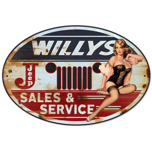 Willy's Sales and Service Metal Sign - 24" x 16"