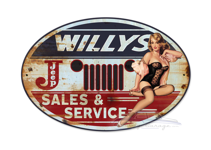 Willy's Sales and Service Metal Sign